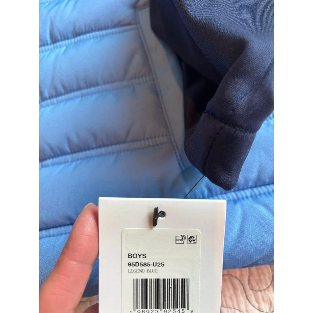 Jordan Boys Legend Blue Puffer Hybrid Hooded Jacket Size Small